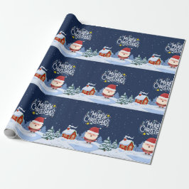 Papel De Regalo Divertido de la marina Papá Noel Ilustrado Feliz N