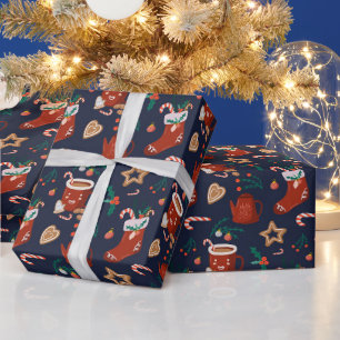 Papel de regalo divertido de medias y golosinas de