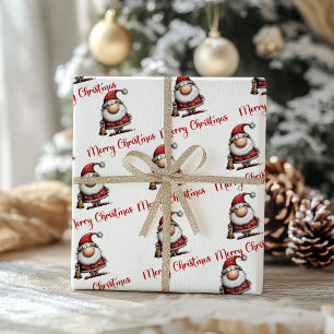 Papel de regalo divertido de Navidad con Santa Cla