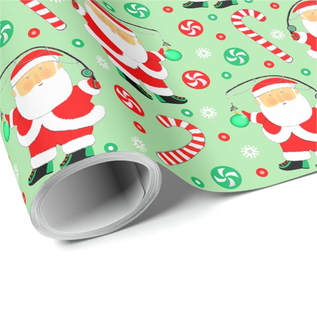 Papel de regalo divertido de Navidad para pesca (Esquina del rollo)