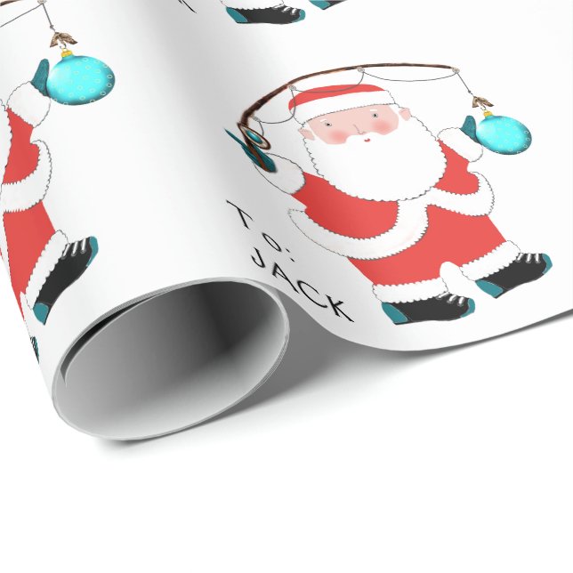 Papel de regalo divertido de pesca para Navidad (Esquina del rollo)