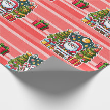 Papel de regalo divertido de Santa Claus en Navida