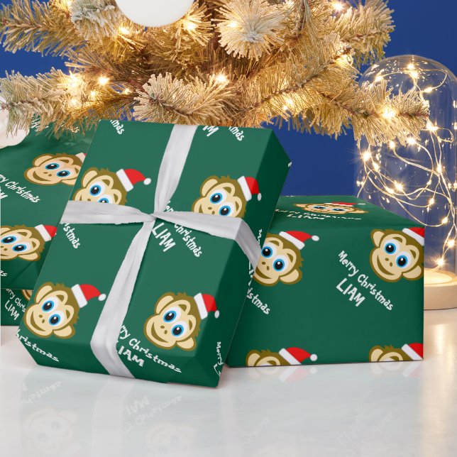 Papel de regalo divertido de Santa mono para Navid (Vacaciones)