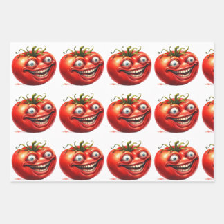 Papel de regalo divertido de tomate de dibujos ani