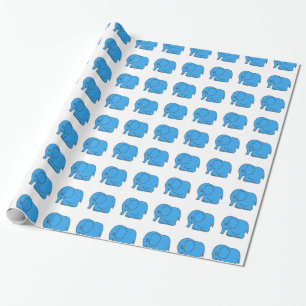 Papel De Regalo Divertido elefante azul de punto cruzado