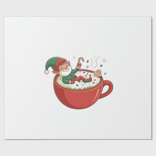 Papel De Regalo Divertido Elf tomando bathub en una bebida Matcha
