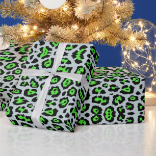 Papel De Regalo Divertido estampado de leopardo animal neón verde 