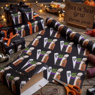 Papel De Regalo Divertido Fantasma de Frankenstein Calabaza Hombre