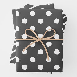 Papel de regalo divertido gris y blanco con múltip