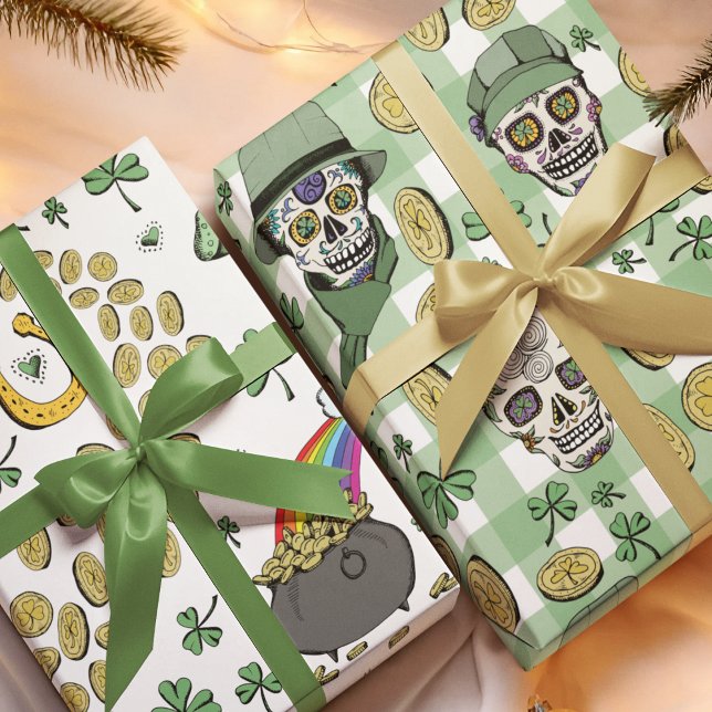 Papel De Regalo Divertido irlandés St Patricks Día Leprechaun Sham (Whimsical St Patricks Day festive gift wrap. Both silly and cute, perfect for making you SMILE :)))