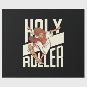 Papel De Regalo Divertido Jesús de Patineta Holy Roller