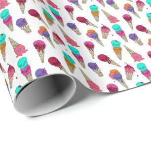 Papel De Regalo Divertido Melty verano Gótico Skull Helado Crema r