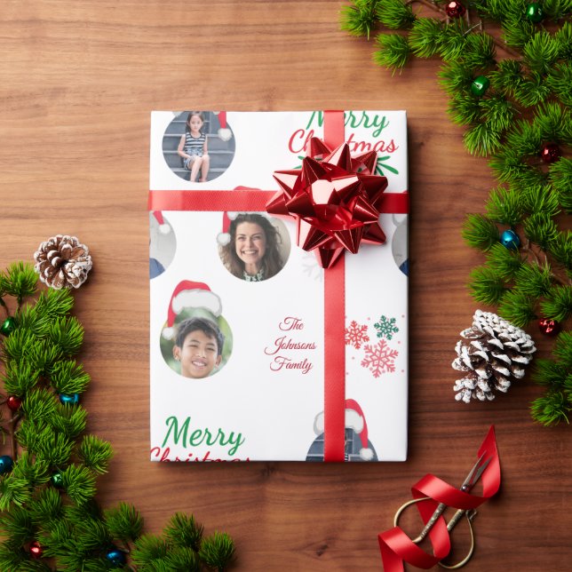Papel De Regalo Divertido miembro de la familia Add 4 Fotos Collag (Regalo de vacaciones)