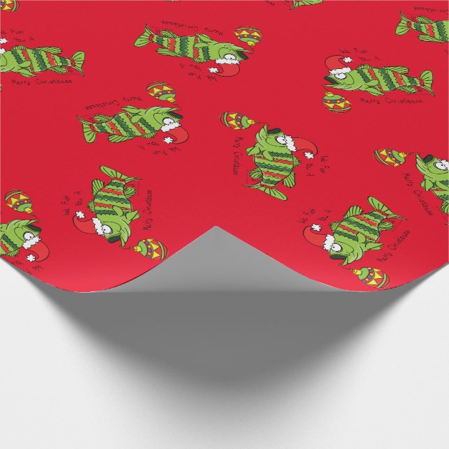 Papel De Regalo Divertido Navidad Personalizado de pescado crudo (Esquina)