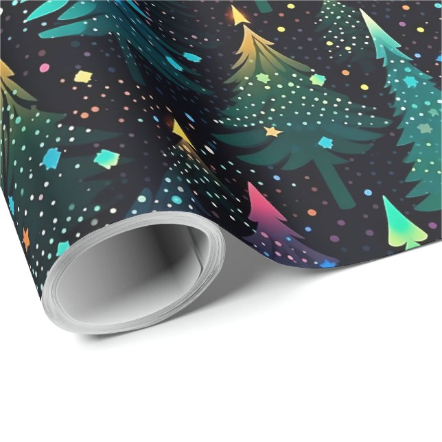 Papel De Regalo Divertido Neon Cute Árbol de Navidad (Esquina del rollo)