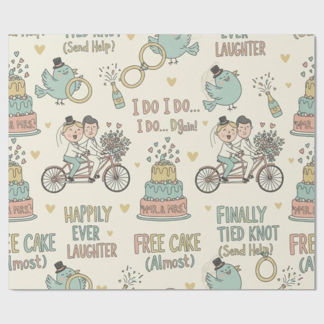 Papel de regalo divertido para bodas  (Superficie plana)