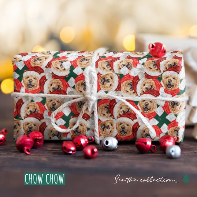 Papel De Regalo Divertido patrón de Chow Chow de Navidad (Subido por el creador)