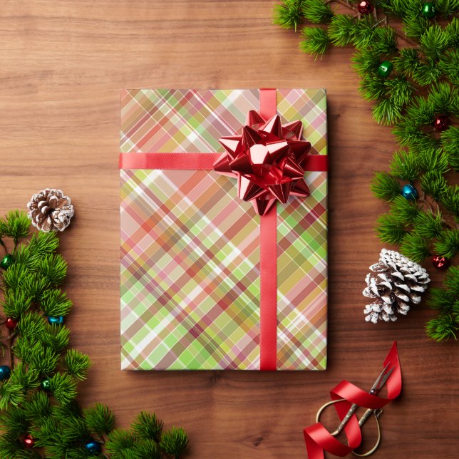 Papel De Regalo Divertido patrón de cuadros gingham rojo amarillo  (Regalo de vacaciones)