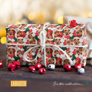 Papel De Regalo Divertido patrón de Labrador de Navidad