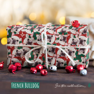 Papel De Regalo Divertido patrón de Navidad de Bulldog Francés