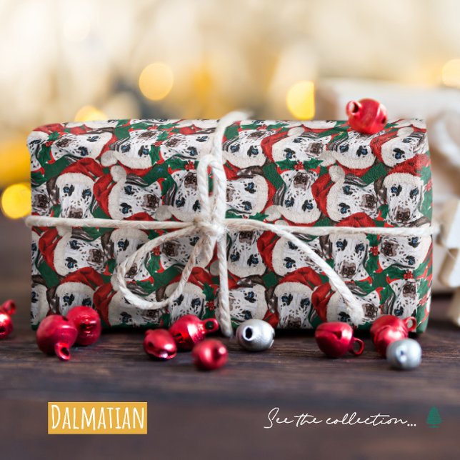 Papel De Regalo Divertido patrón de Navidad de dálmata (Subido por el creador)