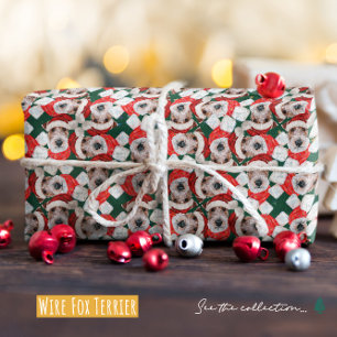 Papel De Regalo Divertido patrón de Navidad de Fox Terrier de pelo
