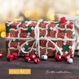 Papel De Regalo Divertido patrón de Navidad de Mastín Francés