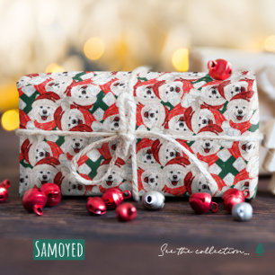 Papel De Regalo Divertido patrón de Navidad de Samoyed