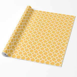 Papel De Regalo Divertido patrón de quatrefoil de naranja de mango