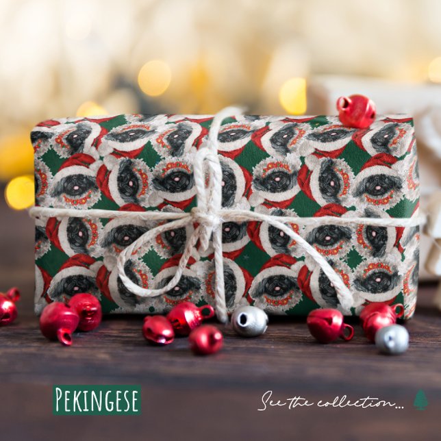 Papel De Regalo Divertido patrón navideño de Pekinés (Subido por el creador)