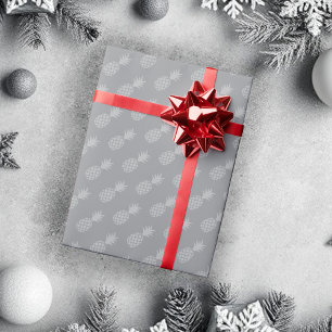 Papel De Regalo Divertido patrón navideño de piña gris