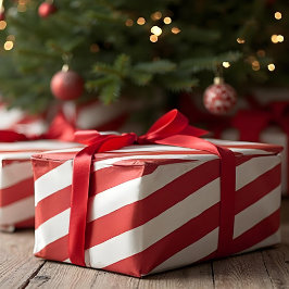 Papel De Regalo Divertido Red & White Candy puede stripar a Navida