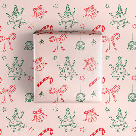 Papel De Regalo Divertido regalo navideño de Navidades de Doodles
