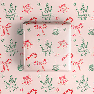 Papel De Regalo Divertido regalo navideño de Navidades de Doodles