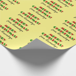 Papel De Regalo Divertido rojo y verde "¡FELIZ NAVIDAD!", nombre p