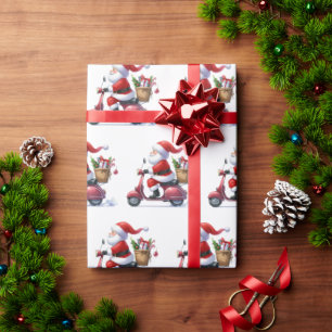 Papel De Regalo Divertido Santa Claus italiano Vespa Babbo Natale