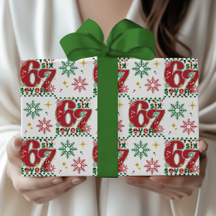 Papel De Regalo Divertido Seis Siete 67 Meme Retro Navidad Humor N