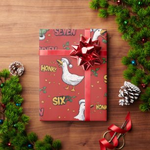 Papel De Regalo Divertido Seis Siete Ganso Pito Navidad rojo Meme