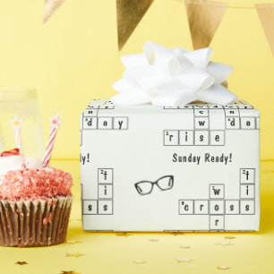 Papel De Regalo Divertido "Sunday Ready" Crossword Eyeglasses Art