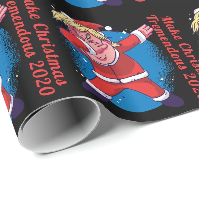 Papel De Regalo Divertido Trump Dabbing Santa hace grandes navidad (Esquina del rollo)