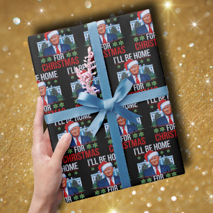 Papel De Regalo Divertido Trump, estaré en casa de Navidades feos
