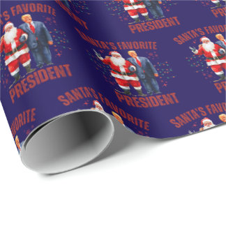 Papel De Regalo Divertido Trump Santa Presidente Favorito Navidad