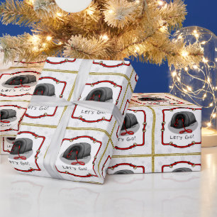 Papel De Regalo ¡Divertido! ¡Vamos a pasear! Perro pequinés (negro