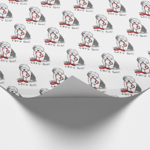 Papel De Regalo ¡Divertido Vamos! Walk Old English Sheepdog (Gris