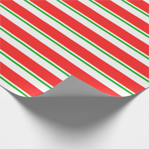 Papel De Regalo Divertido verde, blanco, Navidades rojos bandas te