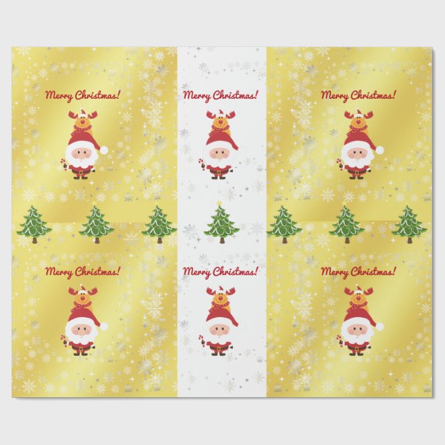 Papel De Regalo Divertido y elegante Rudolph Santa Christmas Trees (Superficie plana)