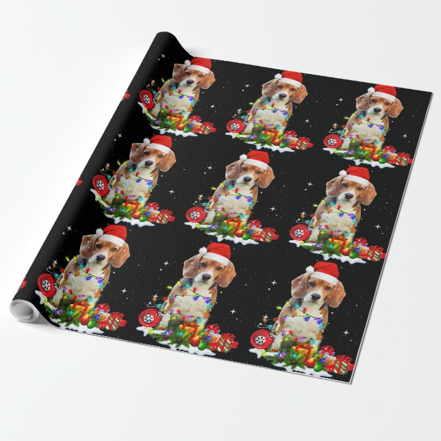 Papel De Regalo Divertidos Navidades Beagle Perg Por Perro Papá Pe (Desenrollado)