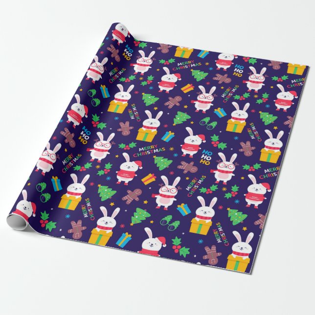 Papel De Regalo Divertidos Navidades Bunnies (Desenrollado)