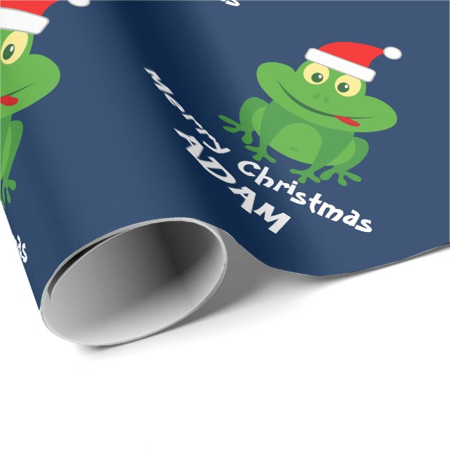 Papel De Regalo Divertidos Navidades de ranas verdes envolviendo p (Esquina del rollo)