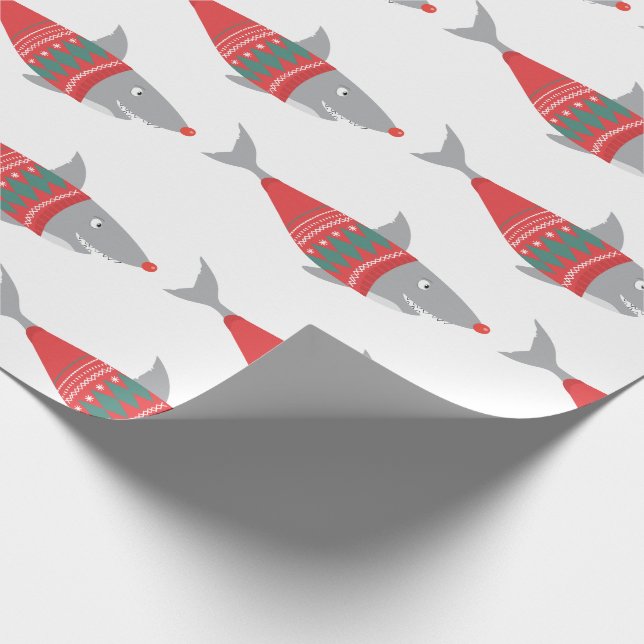 Papel De Regalo Divertidos Navidades de tiburones (Esquina)